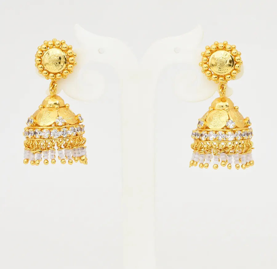 Medium White Lakshmi Coin Pasi Jhumka - V02305