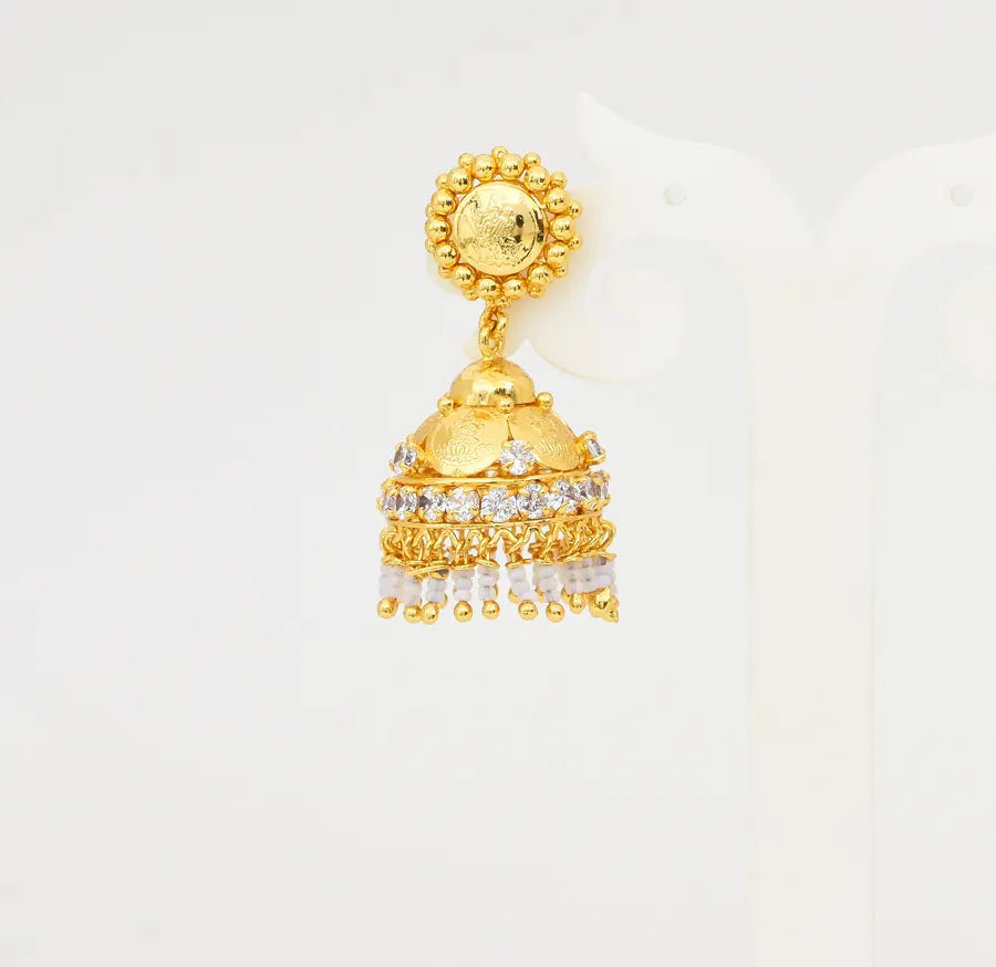 Medium White Lakshmi Coin Pasi Jhumka - V02305