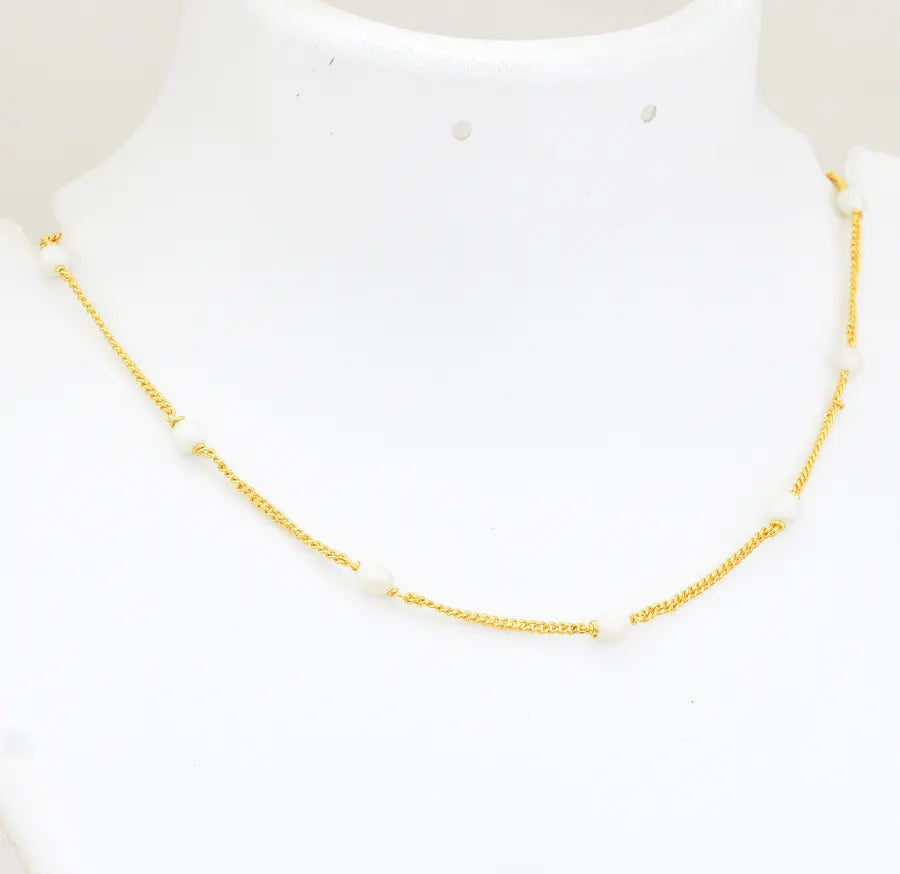 Medium Pearl Curb Link Chain 15 Inches - W06843