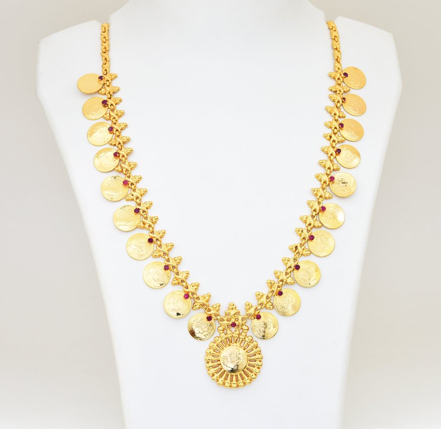 Magenta Coin Long Necklace - U12224