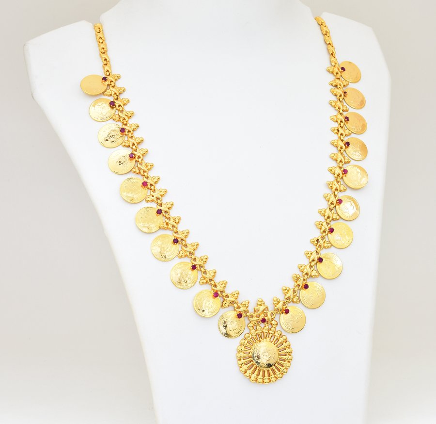 Magenta Coin Long Necklace - U12224