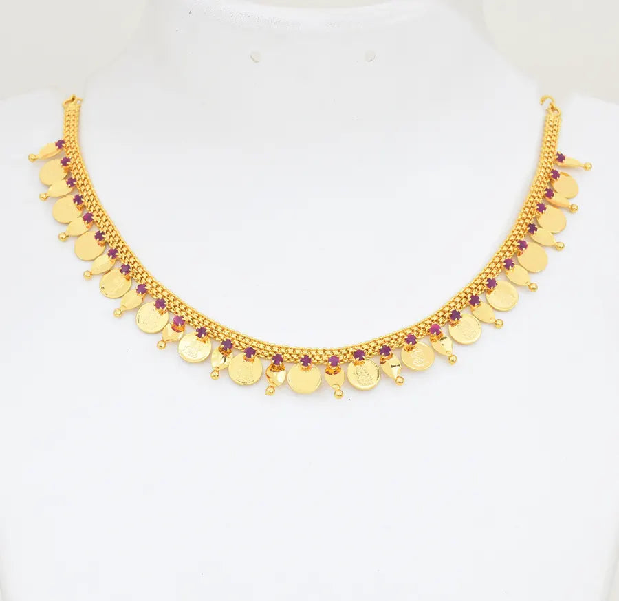 Magenta Lakshmy Small Kasu Short Necklace - X021086
