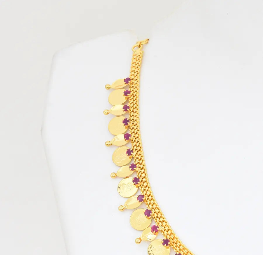 Magenta Lakshmy Small Kasu Short Necklace - X021086