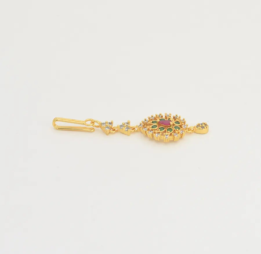 White Magenta Green Eternal Maang Tikka - V02320