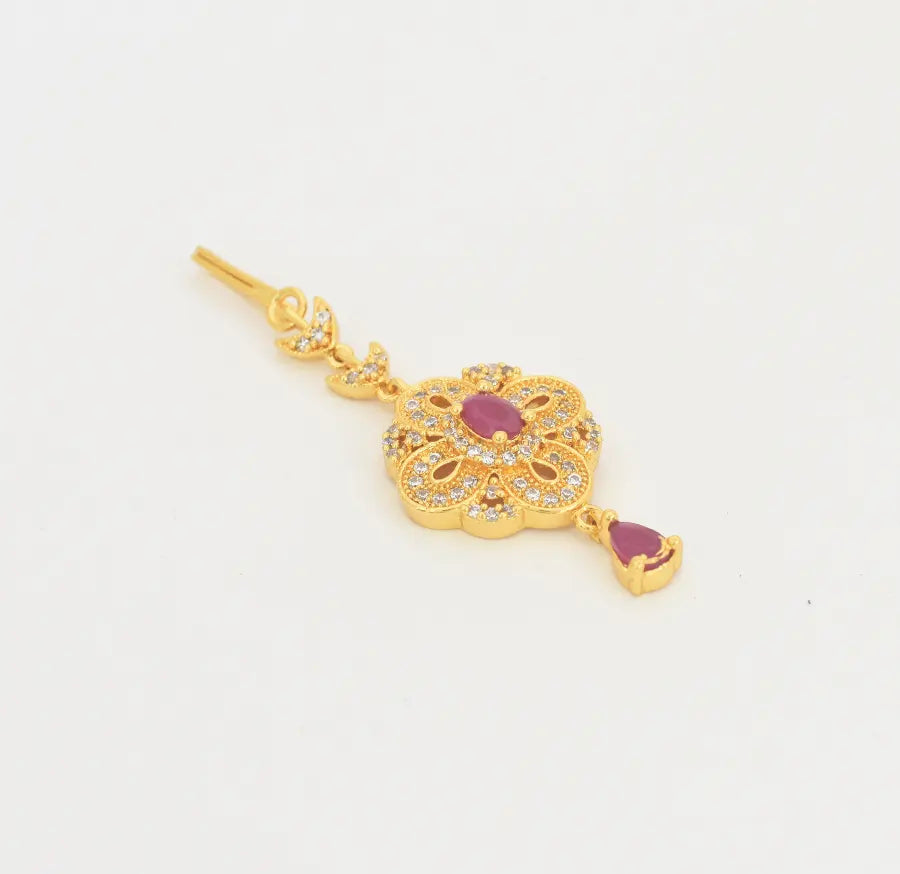 White Magenta Laura Maang Tikka - V02317