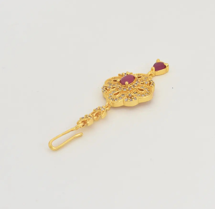 White Magenta Laura Maang Tikka - V02317