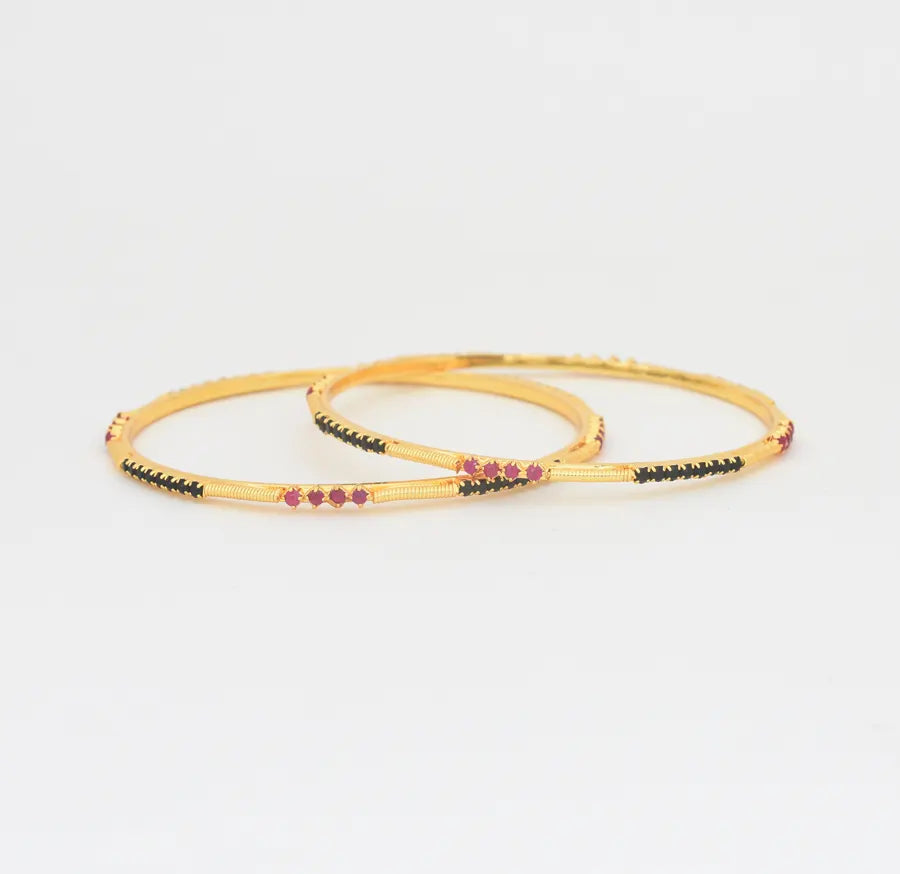 Magenta Black Krithika Two Bangles - U11197