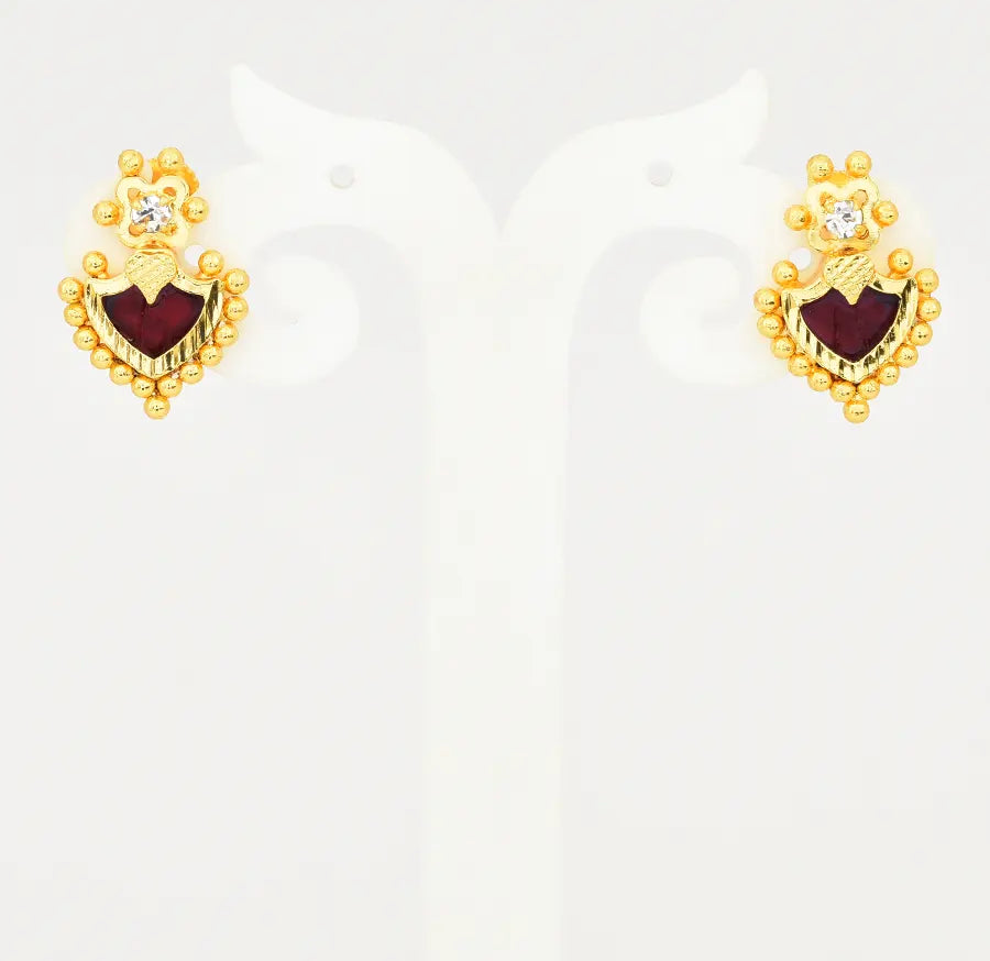 Red Designer Palakka Stud - V03398