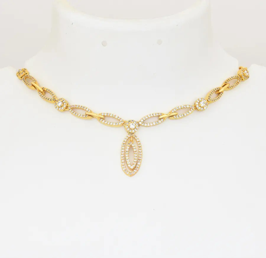 White Opel CZ Short Necklace - U0823