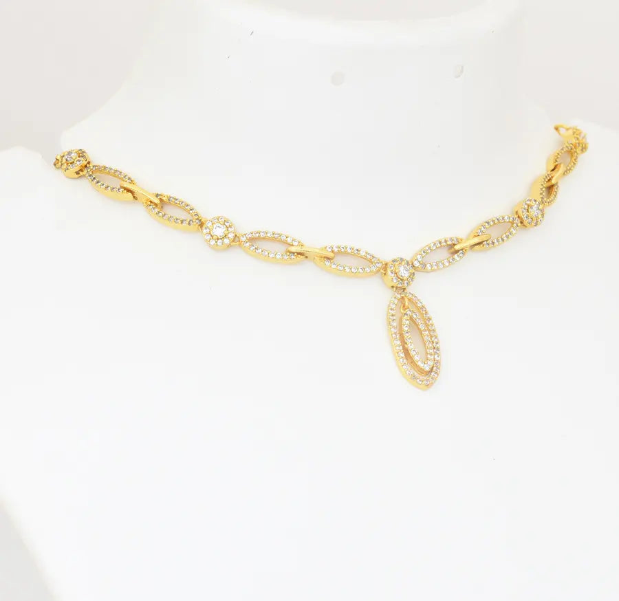 White Opel CZ Short Necklace - U0823