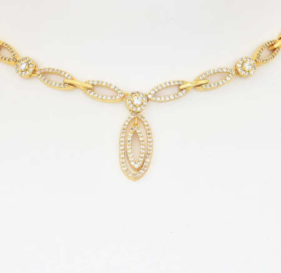 White Opel CZ Short Necklace - U0823