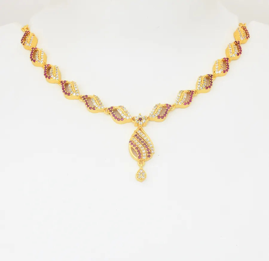 White Magenta Wavy Necklace - U0820