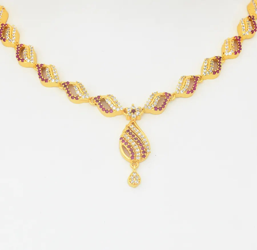 White Magenta Wavy Necklace - U0820