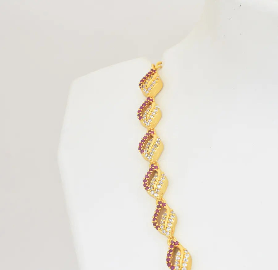 White Magenta Wavy Necklace - U0820