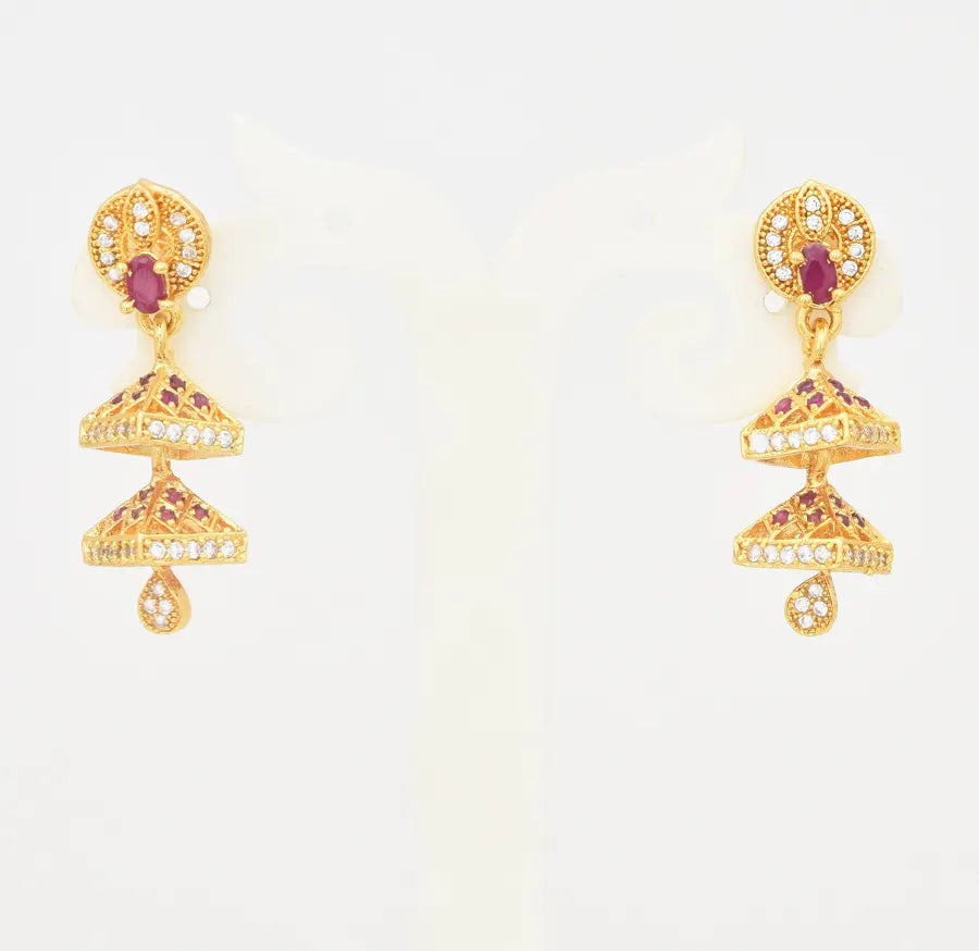 White Magenta 2 Step Riva Jhumka - U0955