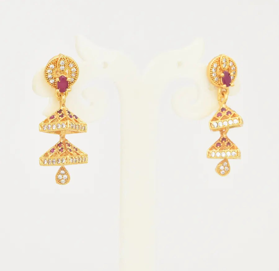 White Magenta 2 Step Riva Jhumka - U0955