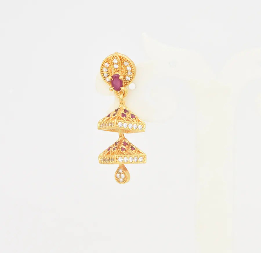 White Magenta 2 Step Riva Jhumka - U0955