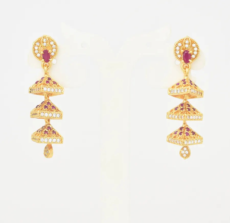 White Magenta 3 Step Riva Jhumka - U0956