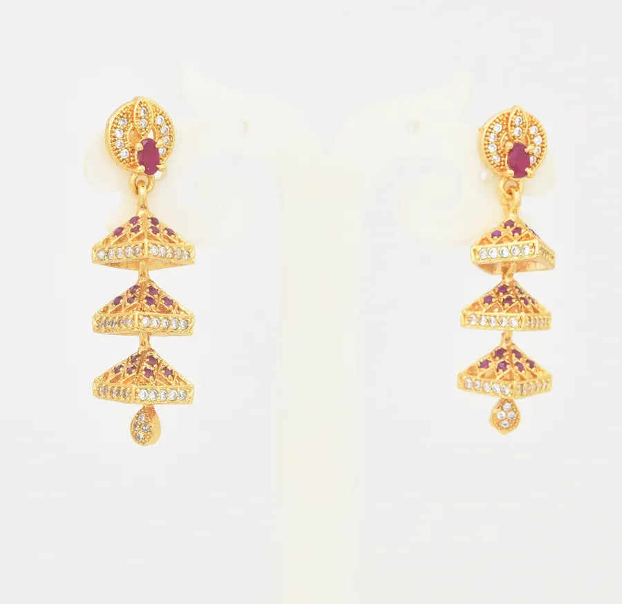 White Magenta 3 Step Riva Jhumka - U0956