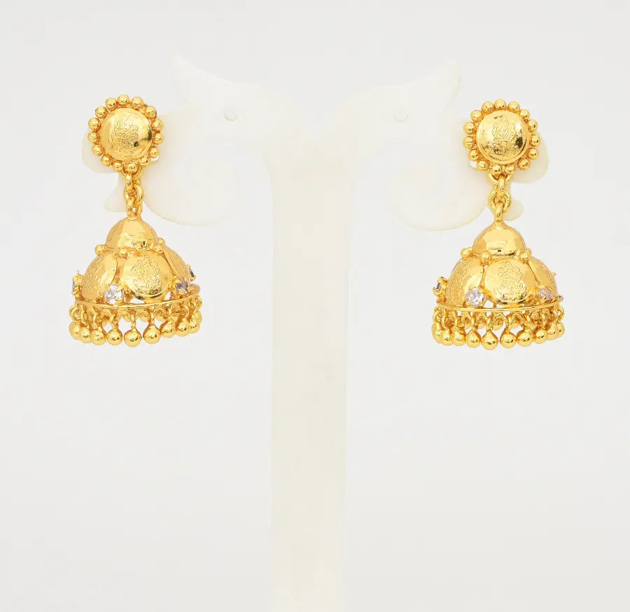 Medium White Lakshmi Coin Jhumka - W09910