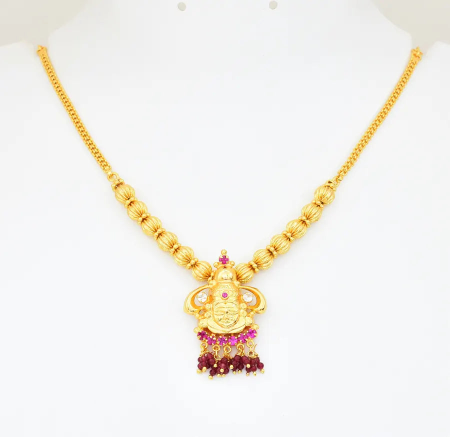 White Magenta Small Kathakali Necklace - V04467