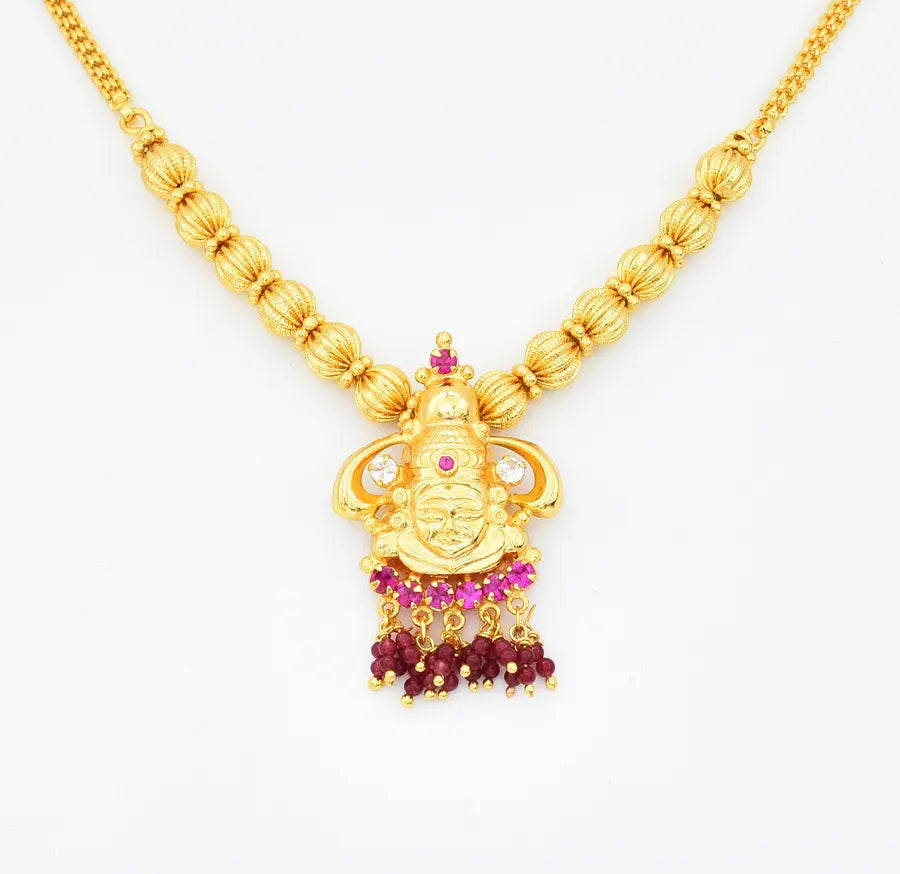 White Magenta Small Kathakali Necklace - V04467