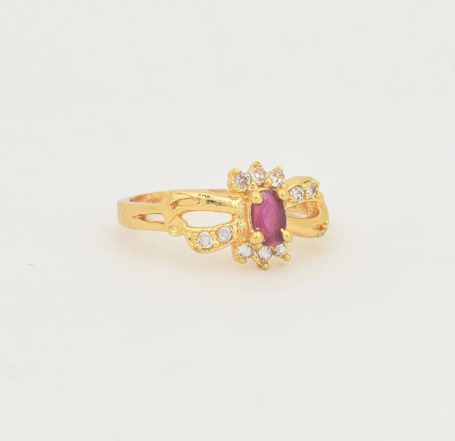 White Magenta Ivy Ring - U10130