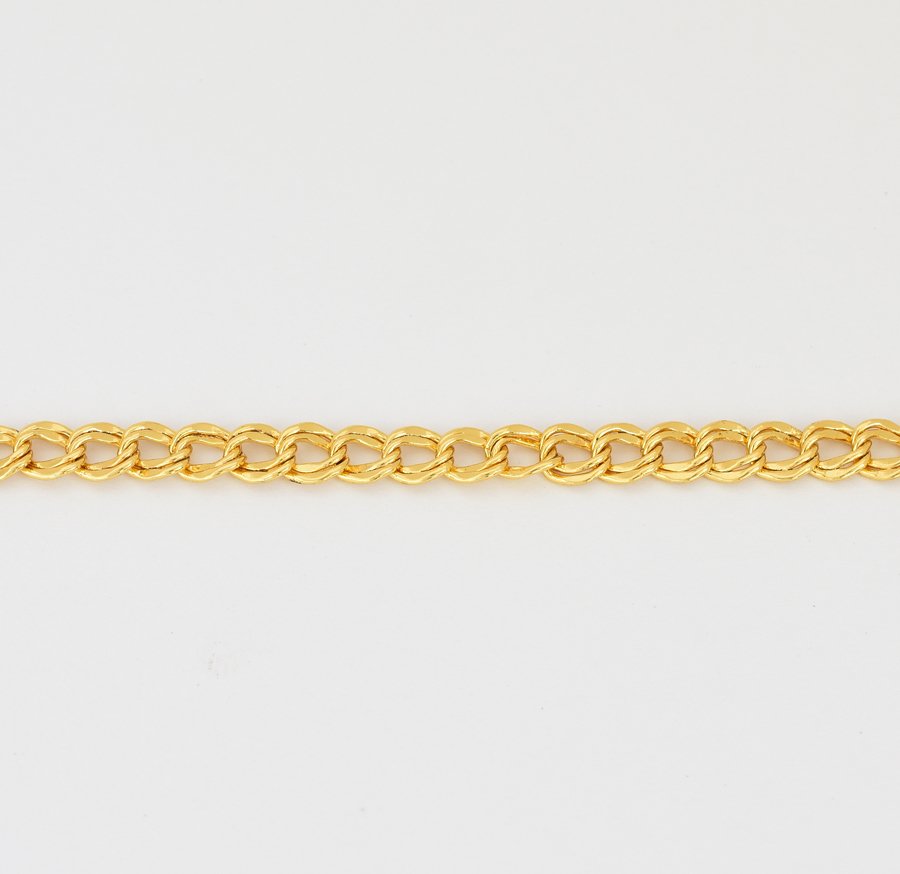 Medium Small Shinny Flat Double Curb Link Anklet - U12257