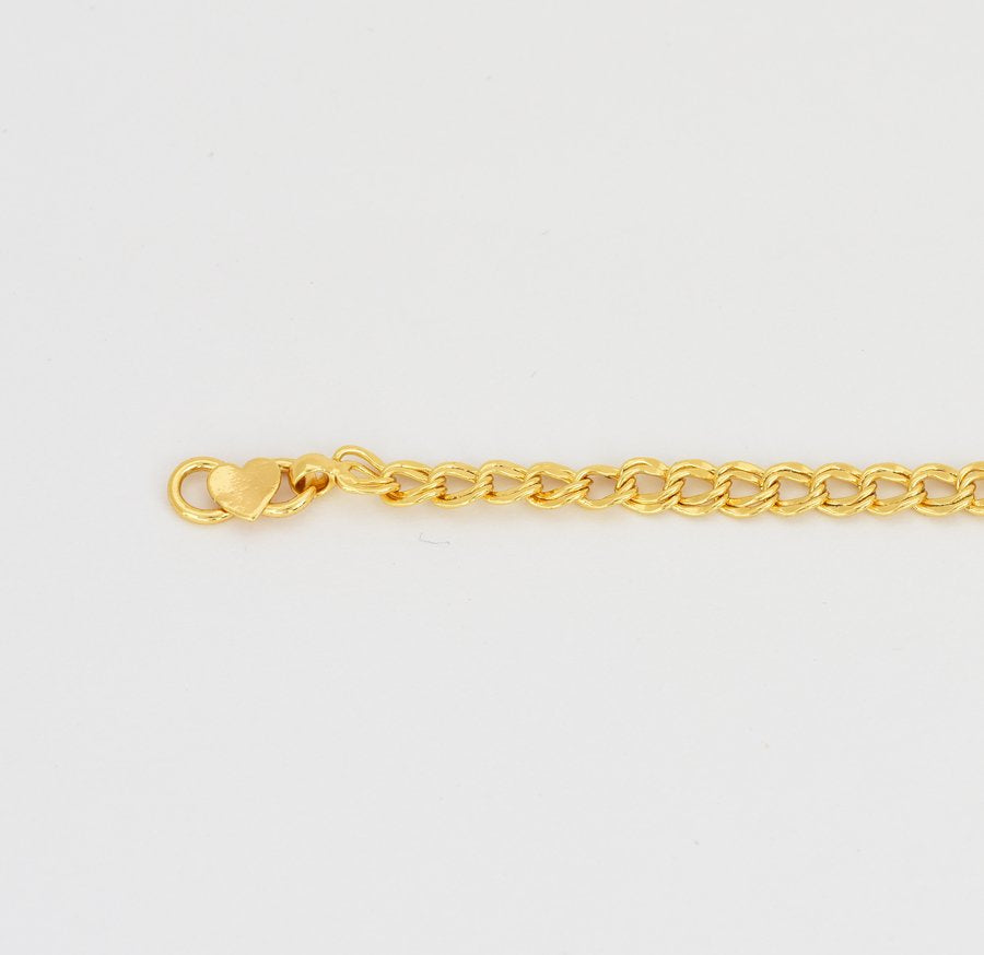 Medium Small Shinny Flat Double Curb Link Anklet - U12257