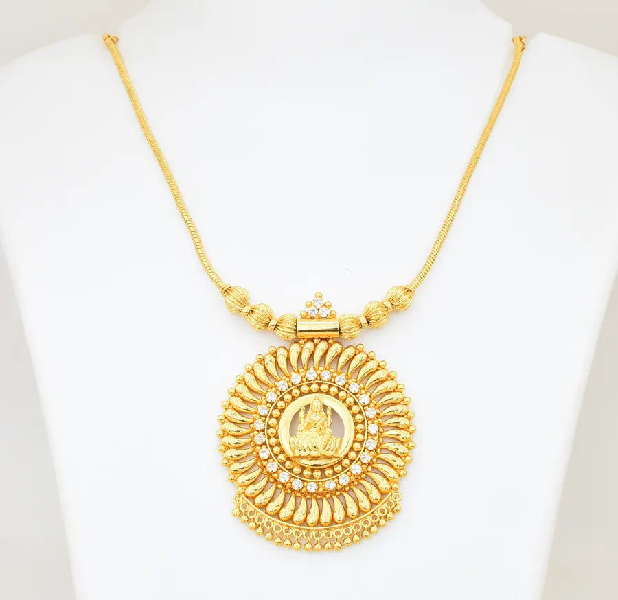 White Lakshmy Big Locket With Chain - V10659