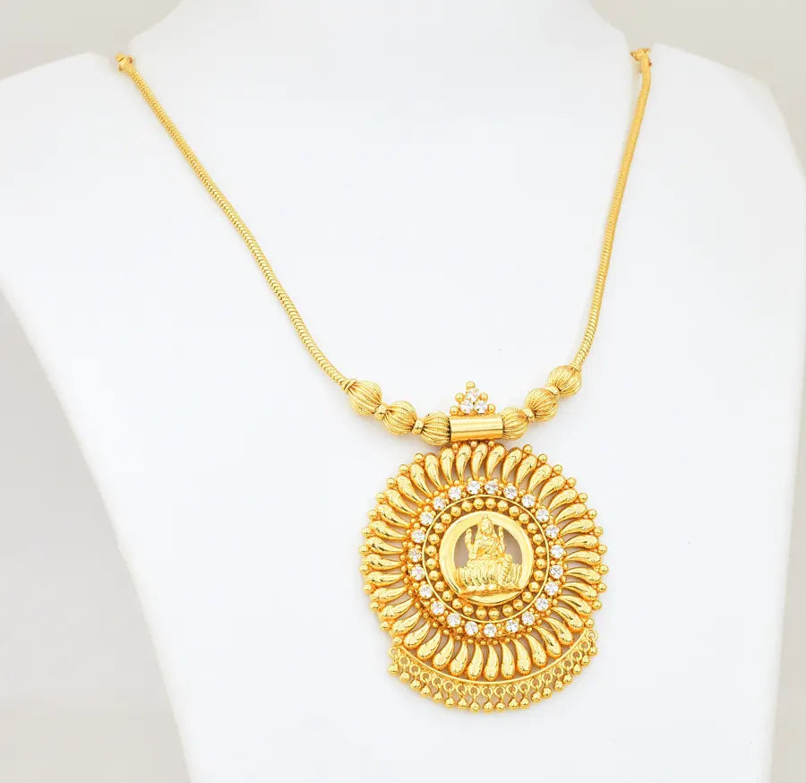 White Lakshmy Big Locket With Chain - V10659