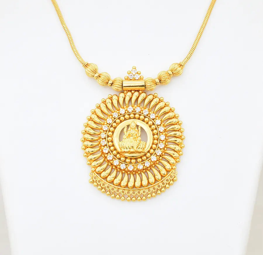 White Lakshmy Big Locket With Chain - V10659
