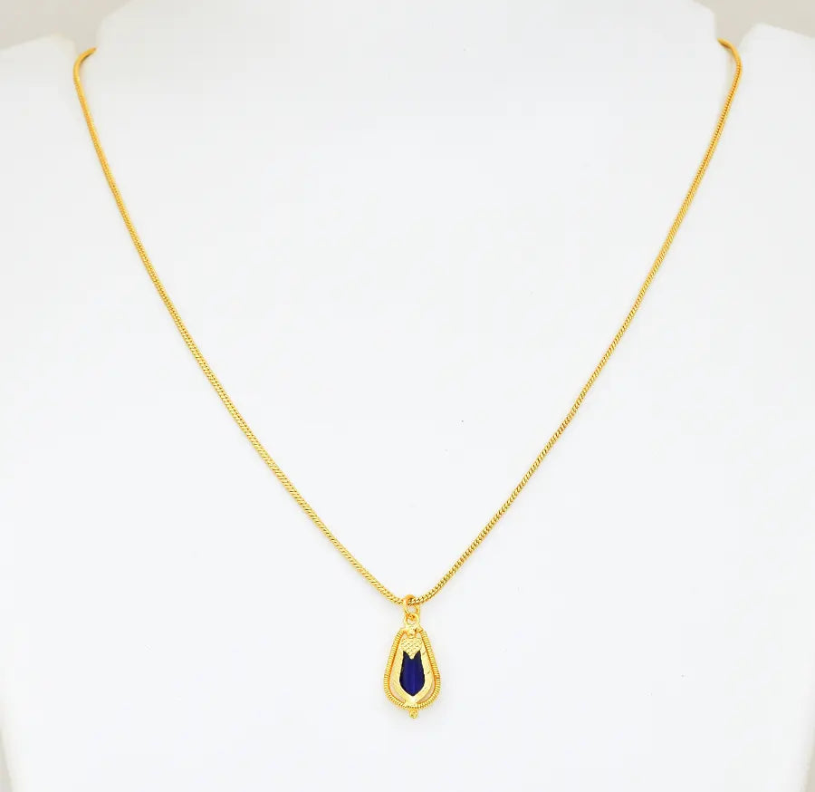 Small Blue Nagapadam Trendy Locket With Chain 18 Inches - V03431