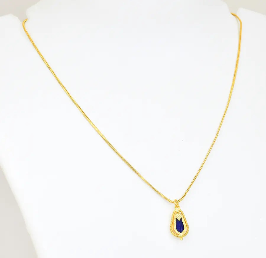 Small Blue Nagapadam Trendy Locket With Chain 18 Inches - V03431