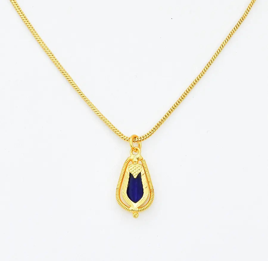 Small Blue Nagapadam Trendy Locket With Chain 18 Inches - V03431
