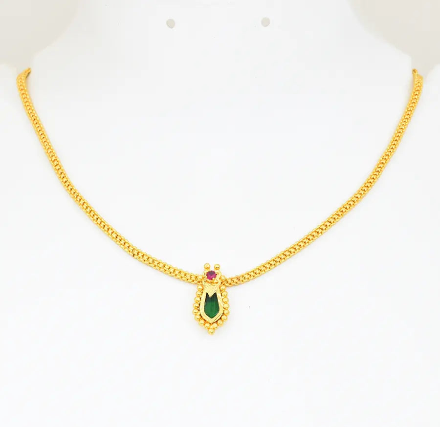 Small Designer Green Nagapadam Locket With Chain - V03432