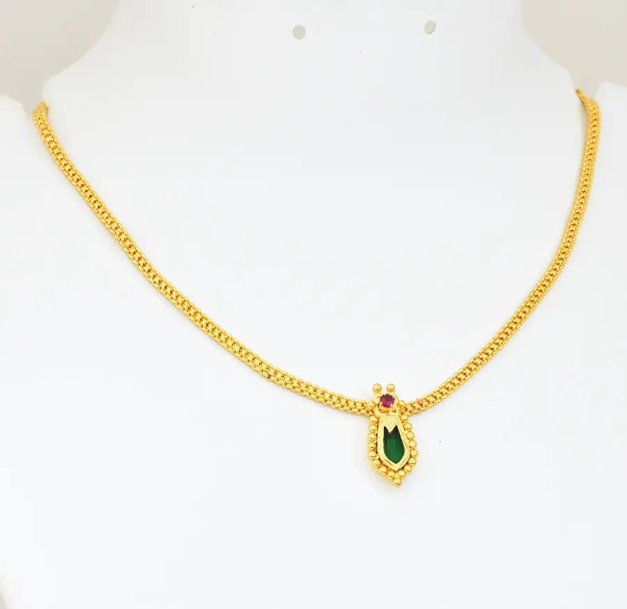 Small Designer Green Nagapadam Locket With Chain - V03432