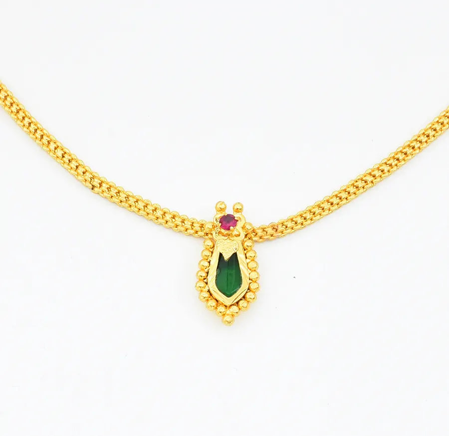 Small Designer Green Nagapadam Locket With Chain - V03432