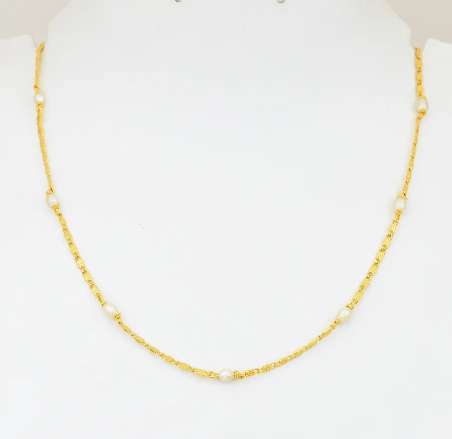 Medium Small Pearl Braid Chain 15 Inches - V02356