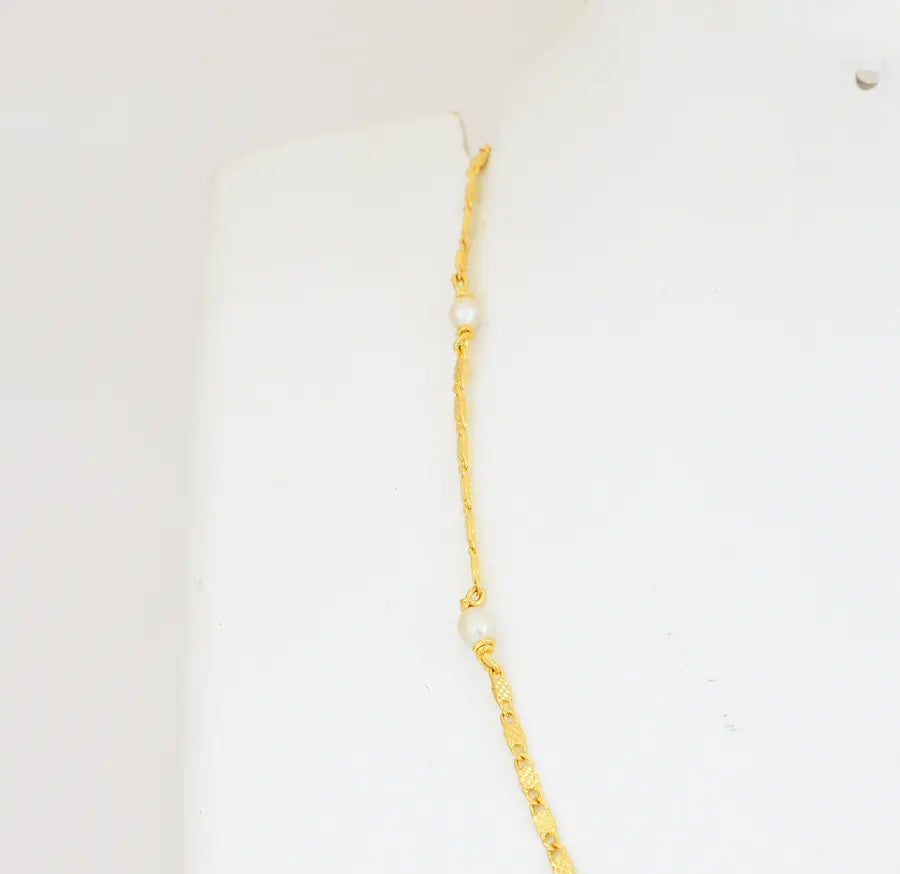 Medium Small Pearl Braid Chain 15 Inches - V02356