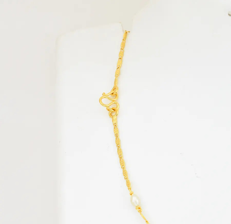 Medium Small Pearl Braid Chain 15 Inches - V02356