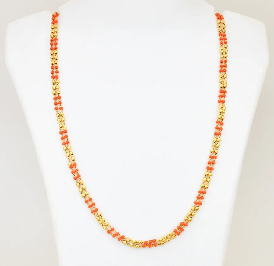 Orange Pasi Double Layer Chain 26 Inches - V02358