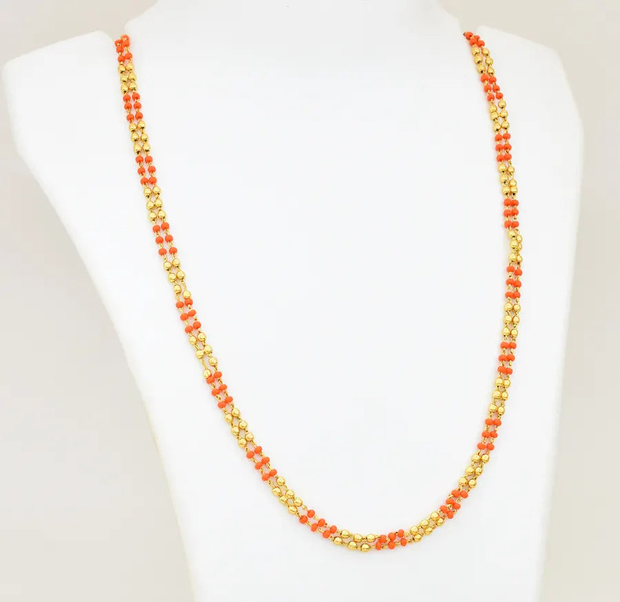 Orange Pasi Double Layer Chain 26 Inches - V02358