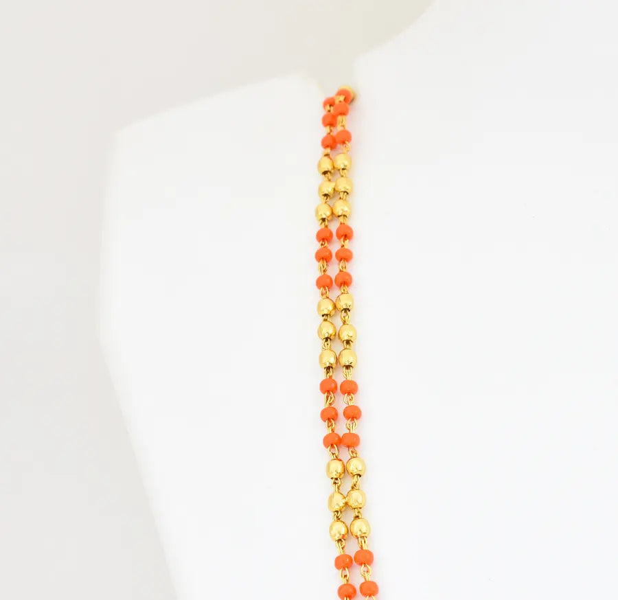 Orange Pasi Double Layer Chain 26 Inches - V02358