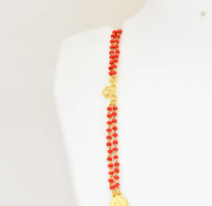Red Pasi Laxmi Coin Double Chain 29 Inches - V02366