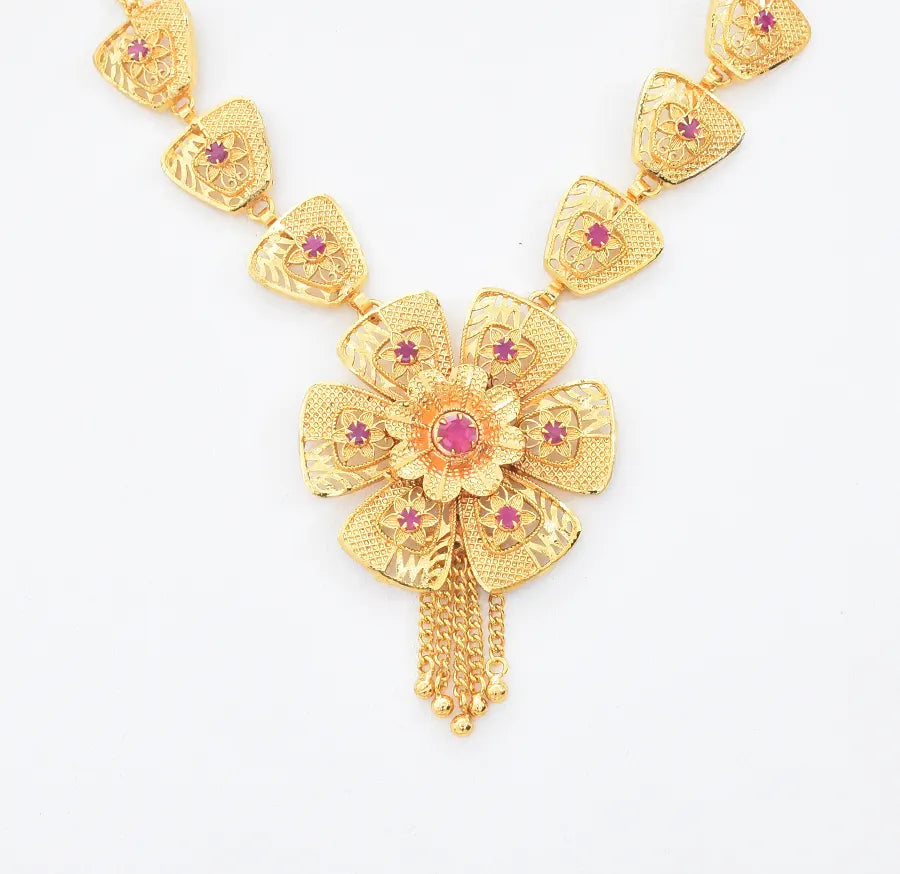 Magenta Calendula Short Necklace - X021126