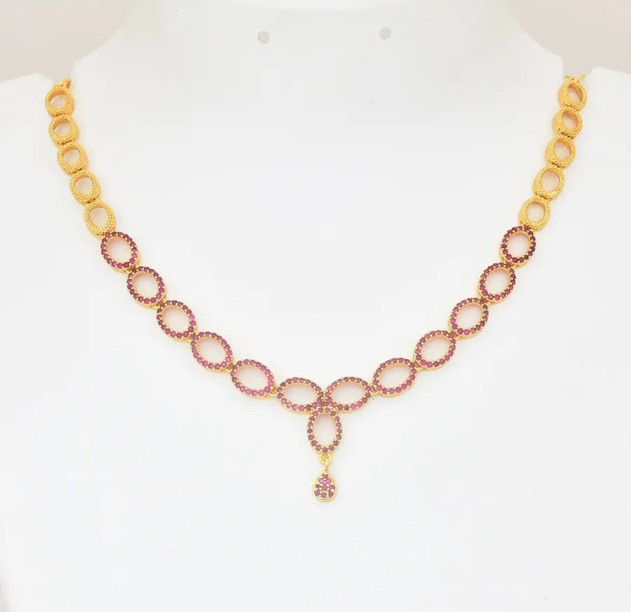 Magenta Oval Necklace - W111016