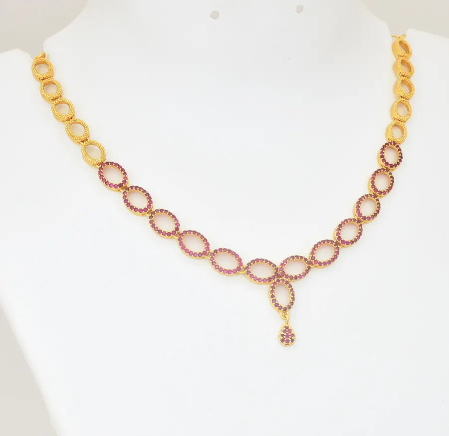 Magenta Oval Necklace - W111016