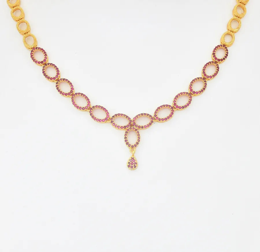 Magenta Oval Necklace - W111016