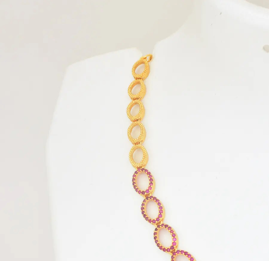 Magenta Oval Necklace - W111016